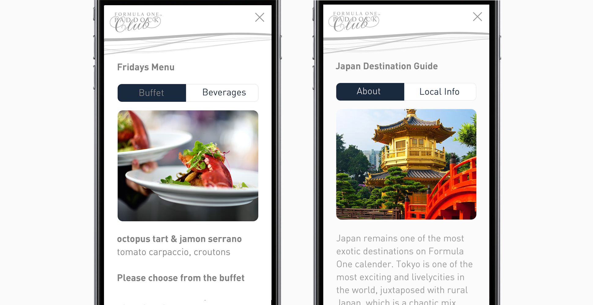 paddock club-buffet and beverages